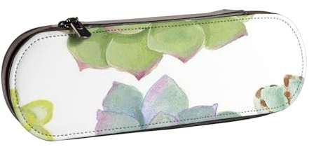 GSGCSBYMLG Cactus Succulents Printed Leather Pencil case Stationery Bag