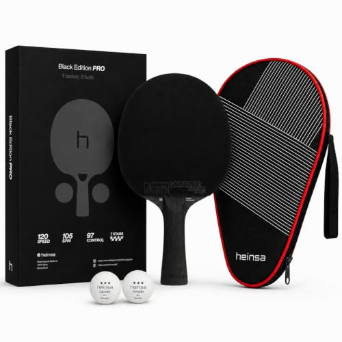 heinsa Black Edition Pro – Carbon Tischtennisschläger mit Mech-Tek Predator Belag (2,1 mm), ITTF-zugelassen – Spin, Speed & Kontrolle