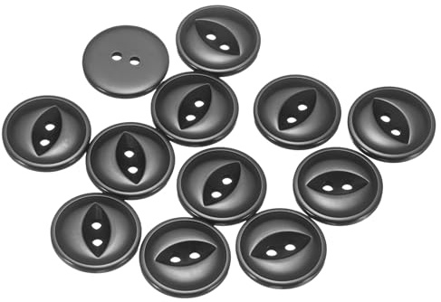 QUARKZMAN 12 Stück Knöpfe Schwarz Nähknöpfe 20mm Runde Harz Buttons 2-Loch Kunststoff Knopf zum Annähen Bastelknöpfe für Hosen Kleider Röcke Blusen Hemd Anzug Jeans DIY Handwerk