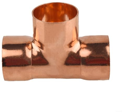 Jotekonoby Equal Diameter Copper Tee T Type Pipe Fitting, Three Way Copper Connector for Residential Plumbing and Commercial Water Systems, Sweat Solder Joint,(2)