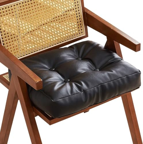Leder Sitzkissen Wasserabweisend Rutschfest Stuhlkissen Extra dick 8cm Bequem Stuhlauflage mit Tragegriff für Indoor & Outdoor Hochelastischer Baumwolle Füllung Sitzauflage für Büro Küche Esszimmer