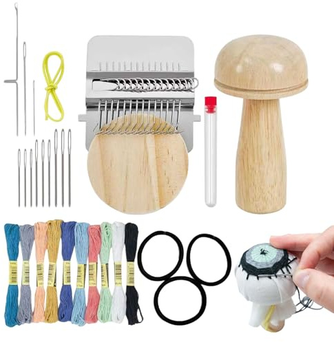 Pilz-Strickflicken-Set, Mini-Stopfset, DIY-Strickflicken-Ausbesserungsset Mit Haken, Großen Öhrnadeln Und Gummibändern, Handwerkliches Web-Reparaturwerkzeug Für Anfänger Beim Ausbessern Von Jeans