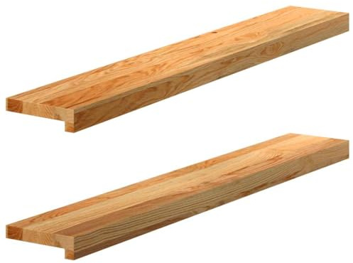 Copertura per davanzale della finestra, 2 pezzi, marrone chiaro, 100 x 15 x 2 cm, in legno massello di rovere, per il soggiorno