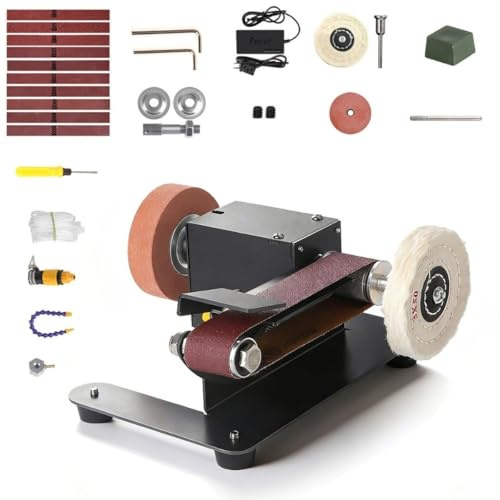 AutoShark Mini Belt Sander, Electric Small Sander Knife Making Supplies, 7 Adjustable Speed Electric Knife Sharpener, Power Belt Grinder for Woodworking. (Wet/Dry Pro - Advanced Grinding Kit)