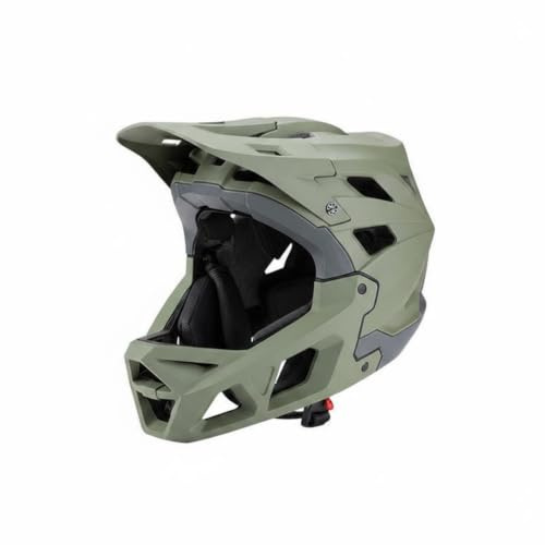 SheerFaring Adult Bike Headgear Mountain Bike Helmet Full Face Downhill Helmet Men Women PC Impact orbing Foam Stable Coverage Ventilated Design suitable for, Green Gray, M 55-58CM