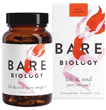 Bare Biology Super-Strength Fish Oil 1,700mg Omega-3 - Life & Soul Daily Omega 3 Capsules (1 Month Supply - 60 Capsules) 1,100mg 500mg DHA, Supports Heart, Brain Function & Eye Health