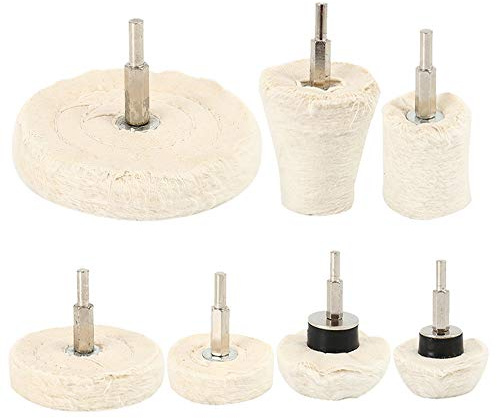 7Pcs Polishing Wheel Set Felt Polishing Buffing Wheel Pad Mop Drill Kit for Metal Grinder Polisher Tool White