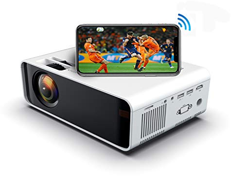 SOTEFE® Mini LED Proiettore portatile 4500 Lumen- WiFi Proiettore portatile Full HD 1080P Video Multimedia per Smartphone iPhone/Samsung/Sony/Hauwei/Compatibile con HDMI/USB/Carta SD/VGA/AV/TV Box/PS4