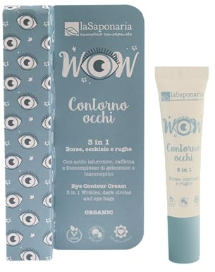 La Saponaria | Contorno de Ojos 3 en 1 - Antiarrugas, Ojeras y Líneas Finas con Ácido Hialurónico, Fitoretinol y Cafeína | Natural, Vegana y Cruelty-Free 15 ml