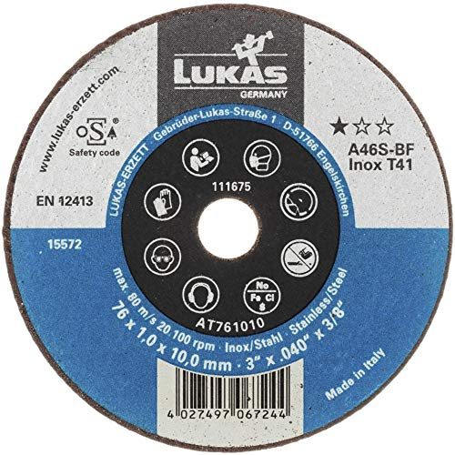 LUKAS Trennscheibe T41 für Edelstahl 76x3 mm gerade | Bohrung 10 mm | für Geradschleifer
