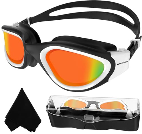 Winline Lunettes de natation à verres polarisés, Anti buée Anti UV Étanches Vision nette Réglage facile Pont souple, pour Hommes Femmes Adultes Adolescents