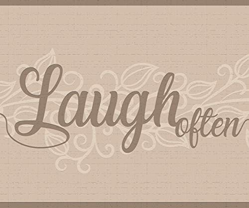 Dundee Deco DDAZBD9005 Tapetenbordüre zum Abziehen und Aufkleben, Retro-Sepia, Beige Live, Love, Laugh, Wandbordüre, Retro-Design, 4,57 m x 17,78 cm, selbstklebend