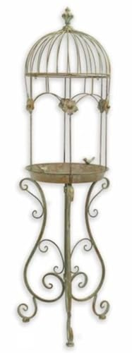 Casa Padrino Jugendstil Vogelbad Antik Grün 38,5 x 38,3 x H. 128 cm - Metall Vogeltränke - Garten & Terrassen Deko Accessoires