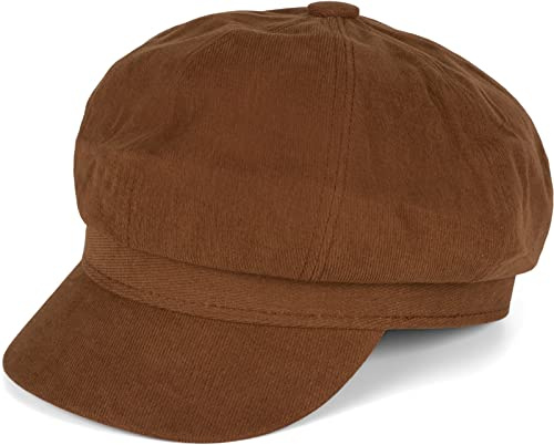 styleBREAKER Damballongmössa av mjukt tyg, skärmmössa vintagestil, bakerboy skjutmössa, Newsboy Cap 04023086, Mokkabin, one size