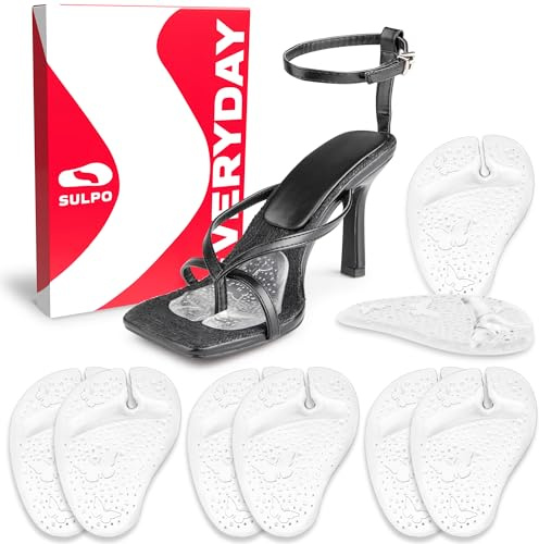 SULPO Set 4 Paar Flip-Flops Einlagen – Zehenschutz Kissen - Stoßdämpfung für Sommerschuhe, Mittelfußstütze – Hilfe bei Zehenschmerzen – Einlegesohlen für High Heel Flip-Flops