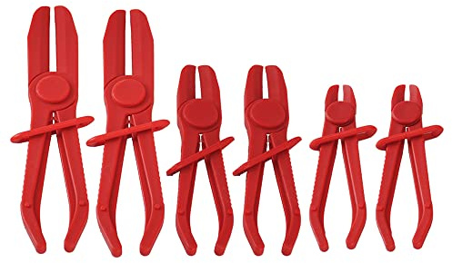 Schlauchklemmenzange, Mopoin 6 tlg Schlauch Abklemmzange, Schlauchklemmen Zangen Set, Abklemmen Zange Set, Schlauch Klemmzange zum Abklemmen von Kühlschläuchen, Brems- und Benzinleitungen, Rot