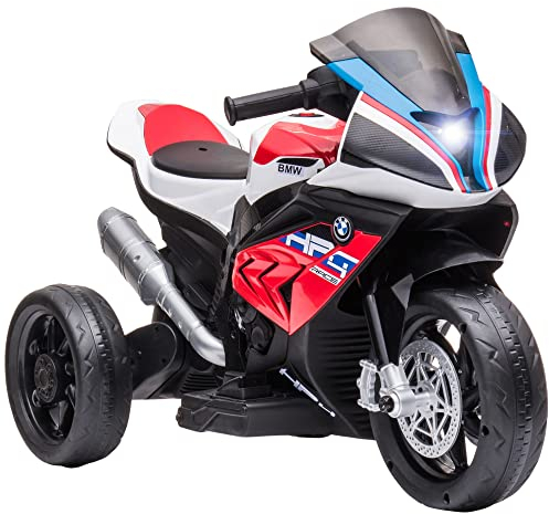 HOMCOM Elektro Kindermotorrad Elektromotorrad mit USB, 3 Musikmodi 2,5km/h Elektro Motorrad für Kinder ab 18 Monaten Rot