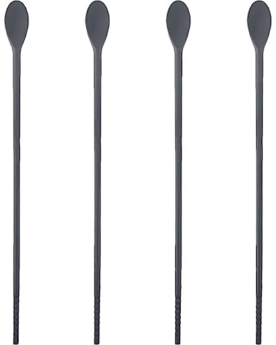Kichvoe 2 Pairs Kitchen Silicone Stirring Spoon Silicone Coffee Mixing Spoon Sticks Rod Tea Dessert Cocktail Spoon for Home Kitchen Restaurant