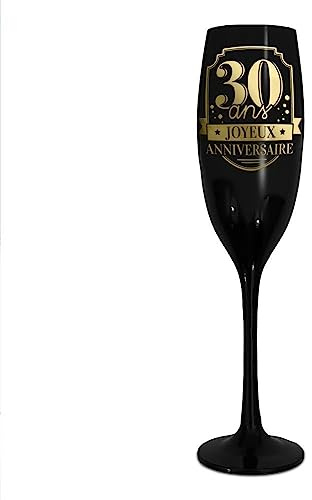 Flûte à champagne spécial Anniversaire 30 Ans coloris Noir et Doré