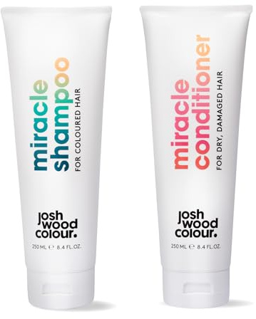 Josh Wood Colour Miracle Shampoo and Conditioner for Dry, Damaged Hair Enriched with Colour Shine Complex, Body Boosting, Nourishing, Colour protecting Hair Cleanser, 2 Bottles