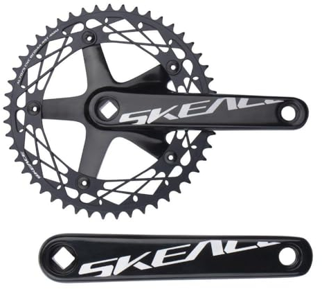 LSRRYD Fixed-Gear-Fahrrad Bahnradfahren Kurbelgarnitur Vierkant Kurbel Garnitur 144BCD 48T 49T Kettenblatt 165mm Links Rechts Kurbelarme Aluminiumlegierung (Color : Black-165mm, Size : 49T)