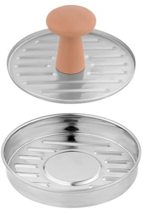 HTU Round Stuffed Burger Press Non-Stick Meat Beef Veggie Burger Mold Stainless Steel Stuffed Burger Patties Beef Press Mould with Handle Kitchen Supplies