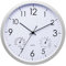 Horloge Murale Radio-pilotée, avec Thermomètre Et Hygromètre, Cadre en Acier Inoxydable, Horloge Murale Design Moderne, Pendule Murale Aluminium pour Salon/Cuisine/Bureau, Blanc