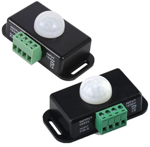 zalati PIR Motion Sensor 12V/24V Infrared LED Dimmer Switch Motion Function Automatic Controller for LED Strips Lights - Black