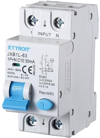 ZOREI Interruttore Magnetotermico Differenziale Tipo A, 1P+N 6KA 30mA 220V, Occupa 2 Moduli DIN (1P+N 10A 6KA 30mA)