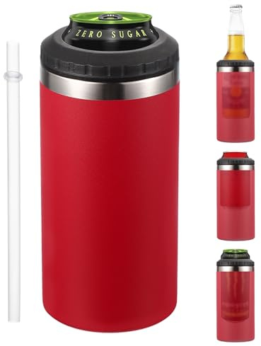 PATIKIL Slim Can Cooler, 16oz Skinny Can Insulated Beer Sleeve Drink Holder for Beer Soda Coffee Regular Cans and Bottles, Red