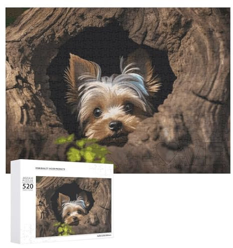 Large Wooden Puzzle Christmas Puzzle Puzzles Adults Challenging Puzzles A Little Yorkshire Terrier Printed Jigsaw Puzzles (520 Piece)