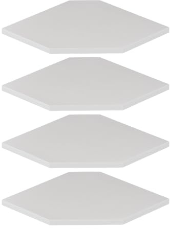 JJL Hörnhyllor 30cm, Sexkantig 4 Nivåer Trähylla med Kabelhål, Väggmonterad, Dekoration & Förvaring i Sovrum/Lägenhet/Kök, Vit