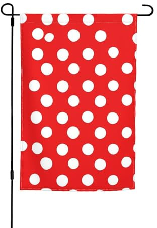 Rote und weiße gepunktete Flaggen für den Außenbereich, 30,5 x 45,7 cm, doppelseitiger Druck, Gartenflagge, Outdoor-Flagge, Urlaubsflagge, Banner mit Ösen, Haus, Hof, Flagge für Bauernhaus, Rasen