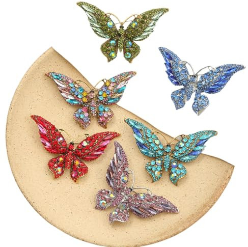 Schmetterling Brosche Legierung Diamant besetzt Brosche Damen Kleidung Brust Blumen Tiere Insekten Seide Schals Schnalle Zubehör, Einheitsgröße, Edelstahl