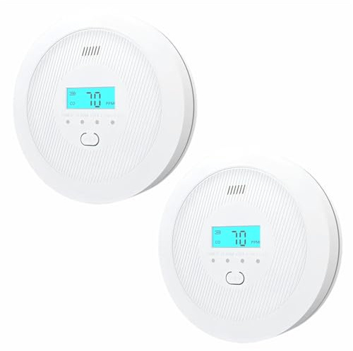 Wiby Rilevatore di Monossido di Carbonio CO a Batteria con 2 Stilo AA Incluse, Sensore Elettrochimico, Display LCD, 85 dB, EN 50291 – per Ambiente con Poco Ricircolo di Aria, 2 unità