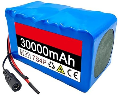 Batería De Iones De Litio para Bicicleta Eléctrica (24 V, 30 Ah, 29,4 V, 7S4P) para Motor De 50 W A 500 W, Scooter, Bicicleta Eléctrica, con BMS De 20 A Y Cargador