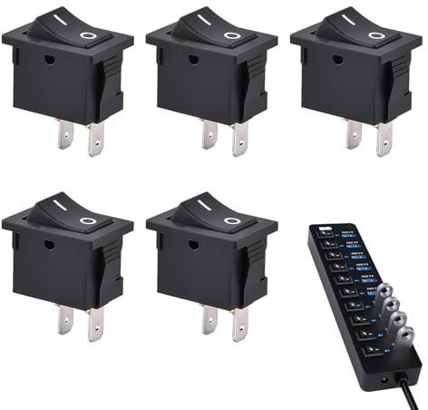 5 Pezzi Interruttore a Bilanciere ON/OFF SPST, Interruttore Levetta 2 Pin 2 Posizioni 6A 250V 10A 125V KCD1, per Auto Barca Elettrodomestici Camper DIY, Pulsante Interruttore Elettrico Universale