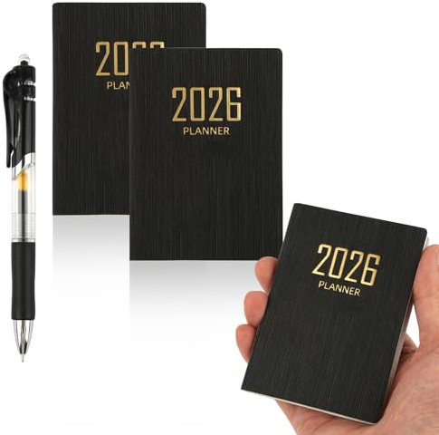 Moosono Small Pocket Diary 2026 Week to View with Pen, A7 Daily Weekly Planner 2026, Slim Diary, Small Agenda Appointment Book for Academic Journal Diary 2 Pack