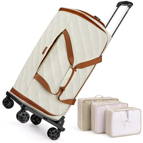 Rolling Garment Bag for Travel, 50L Duffle Bag with Shoe Compartment, 4pcs