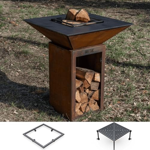 Pack Decouverte Brasero Cevenol Corten Bois Carre 74 Simple Cuve