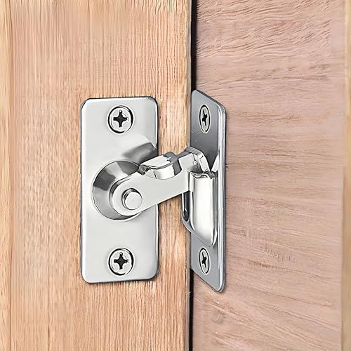 90 Degree Door Lock - Heavy Duty Stainless Steel Sliding Door Lock & Bathroom Lock with Secure Bolt, Right Angle Latch Easy Installation for Internal Doors, Toilets, Windows
