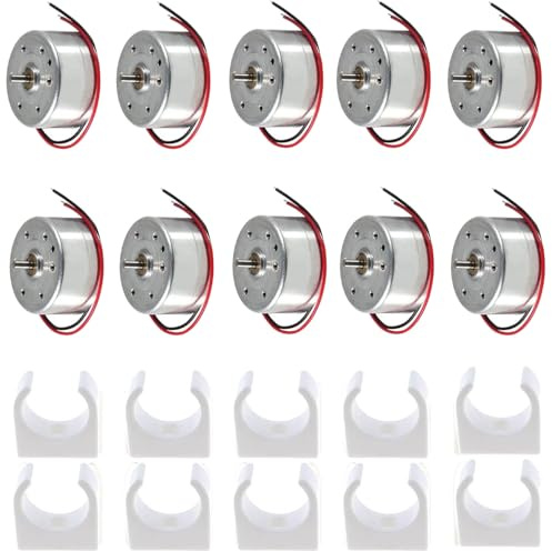 RUNCCI-YUN 10Pcs 1.5V-3V-6V-9V DC Motor, 0.08inch/ 2mm (Shaft Diameter) 6500RPM little motor with Mounting Bracket for Toy Car Mini Fan DIY Model for Arduino