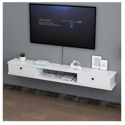 GLigeT TV Schrank Hängend An der Wand montiertes TV-Regal, 63-Zoll-Medienkonsole, Entertainment-Center unter dem Fernseher for Wohnzimmer und Schlafzimmer TV Lowboard Hängend