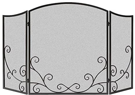 Parascintille Rustico a 3 Pannelli, 132x81 cm, parascintille, sportello antiscottatura per caminetti a Legna e a Carbone, Resistente Protezione antifiamma per l'arredamen