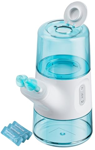 MAOEVER Nasal Irrigation System – Sinus Rinse Machine with Dual Water Tank, Automatic Waste Collection & Adjustable Water Flow, Congestion & Sinus Care, Positive Pressure(301ml)