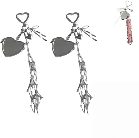 Soporte para pintalabios de acero inoxidable, 2 en 1, soporte elegante para brillo de labios con espejo, bolsa de almacenamiento de lápices labiales de cristal brillante, 2 corazones, Soportes para