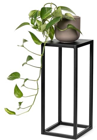 LAMO Manufaktur Blumenständer Metall Schwarz 48 cm | Pflanzensäule für Innenräume - Wohnzimmer, Schlafzimmer | Blumenständer modern zur Hochzeit, Sockel für Skulpturen und Deko, Pflanzen Metallständer
