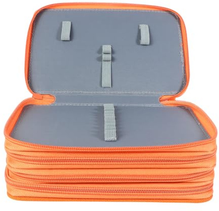 Generisch Buntstiftetui 72 Fächer Federmäppchen mit 4 Lagigem Organizer Praktisches Stifteetui für Reisen Oranges Material mit Reißverschluss