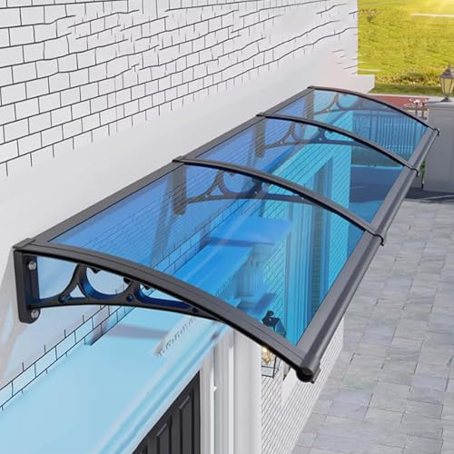 Auvent de Porte et Fenêtres Incurvé,Marquise Solaire Abri Banne Entrée,Toit Abri Contre La Pluie et UV,Toiture en Polycarbonate Insonorisante,pour Garage Balcon Extérieu (60x100cm/24 x39)
