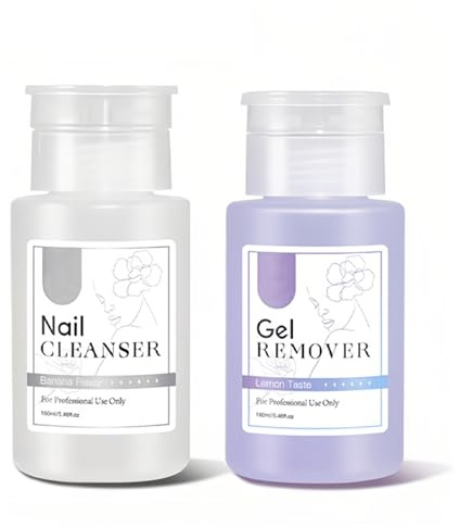Acetone Gel Polish Remover and Cleanser Set, 160ml Gel Nail Varnish Remover for UV/LED Manicures, Quick & Easy Soak off Nail Polish Removal with Moisturizing Formula Nail Cleanser